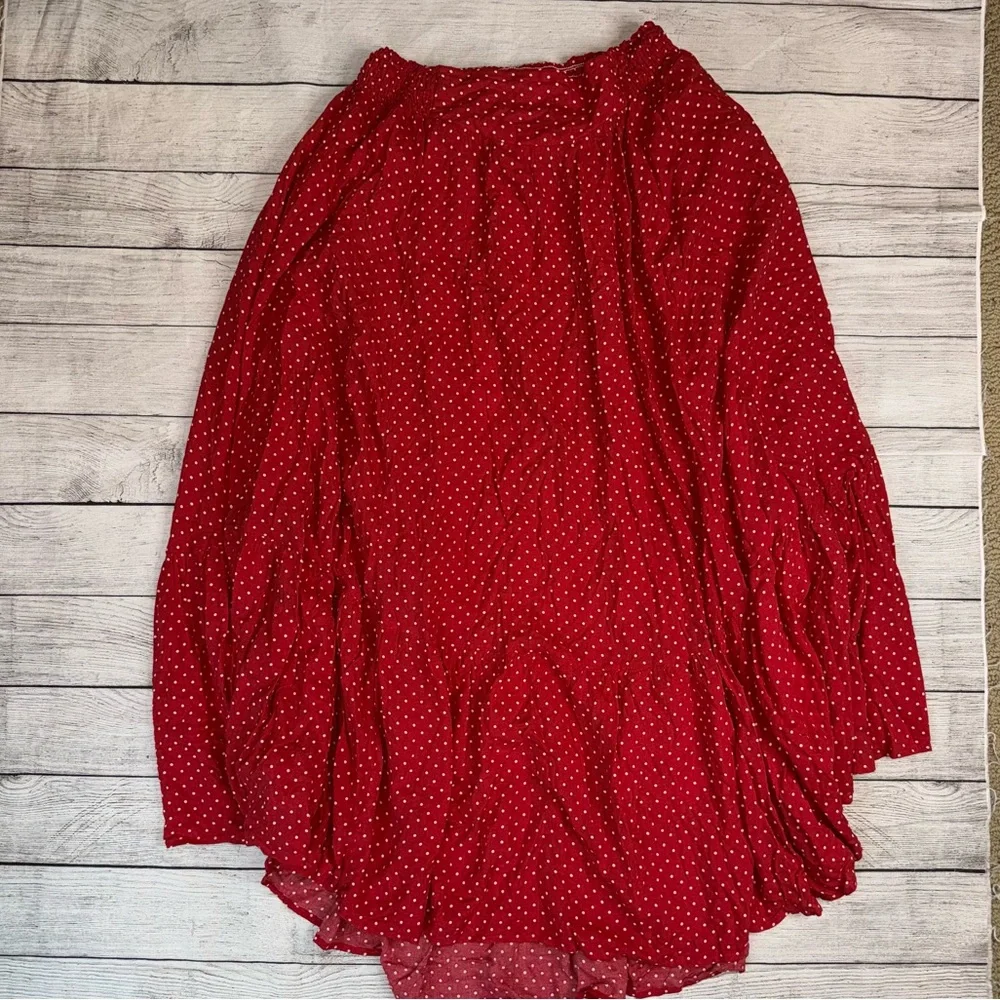 Free People Pretty Dayz Red and White Polka Dot Free Flowing Skirt Size Small - Picture 3 of 5